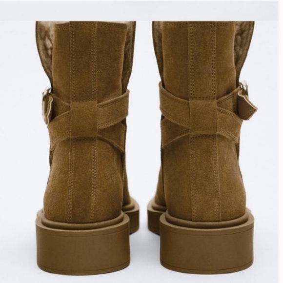 🤎 Fleece Lined Split Leather Ankle Boots - Picture 3 of 5